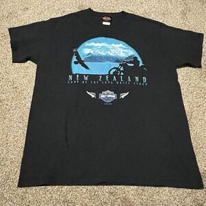 Harley Davidson New Zealand Land of the Long White Cloud Black T-Shirt Lg 2012